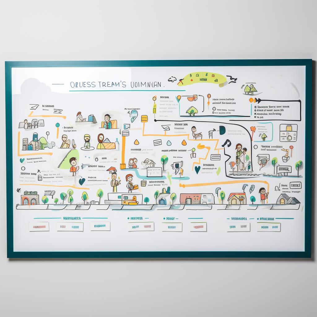 A customer journey map on a whiteboard